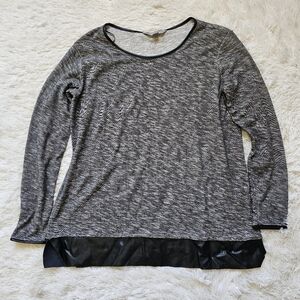 Jana womens cotton blend gray / black faux leather trim size M medium
